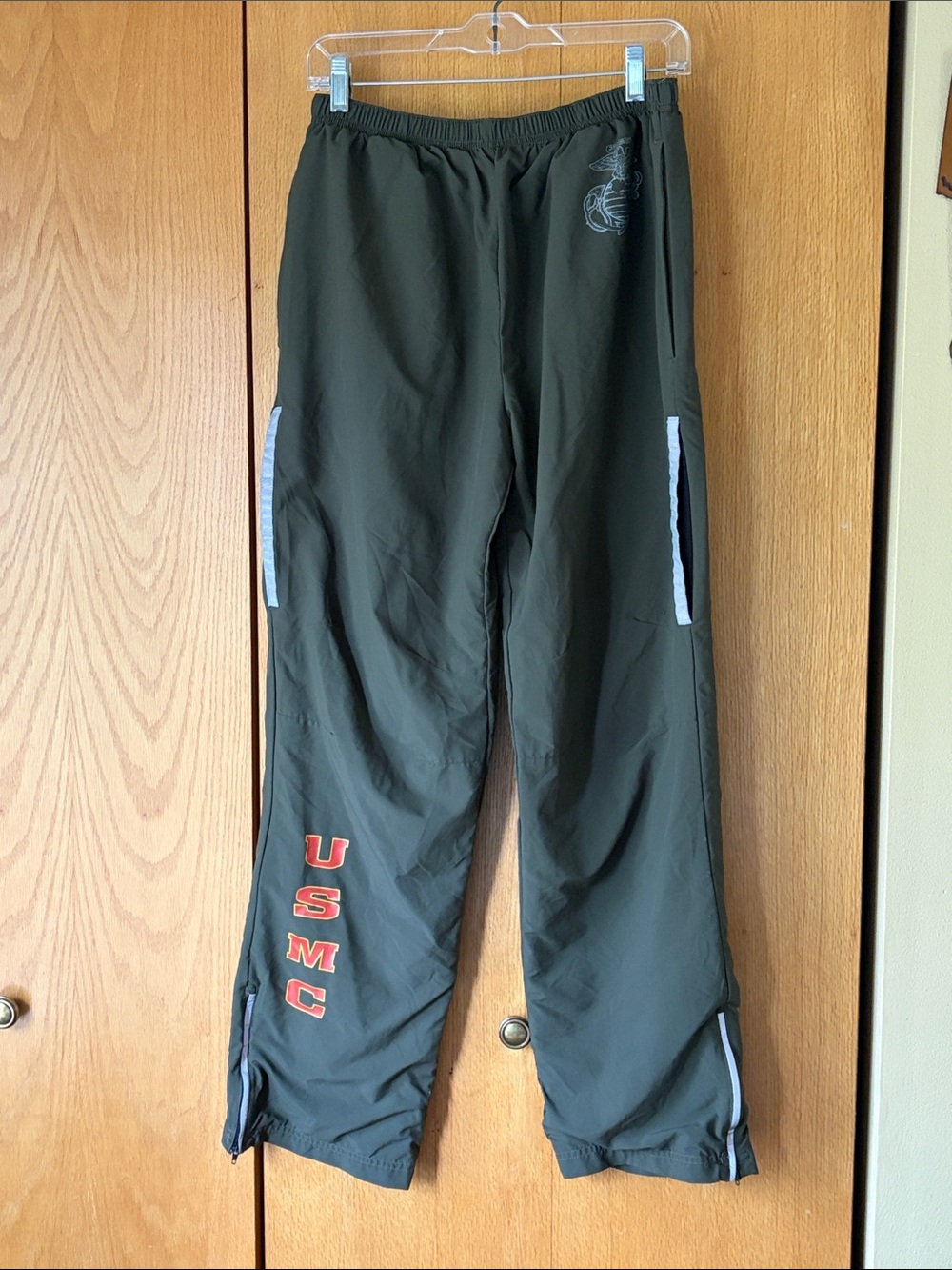 InSport USA Marine Corps USMC drab green vented warm up running pants zip ankle